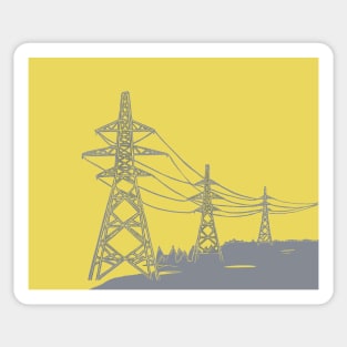 Electricity Pylons in Yellow and Grey Sticker